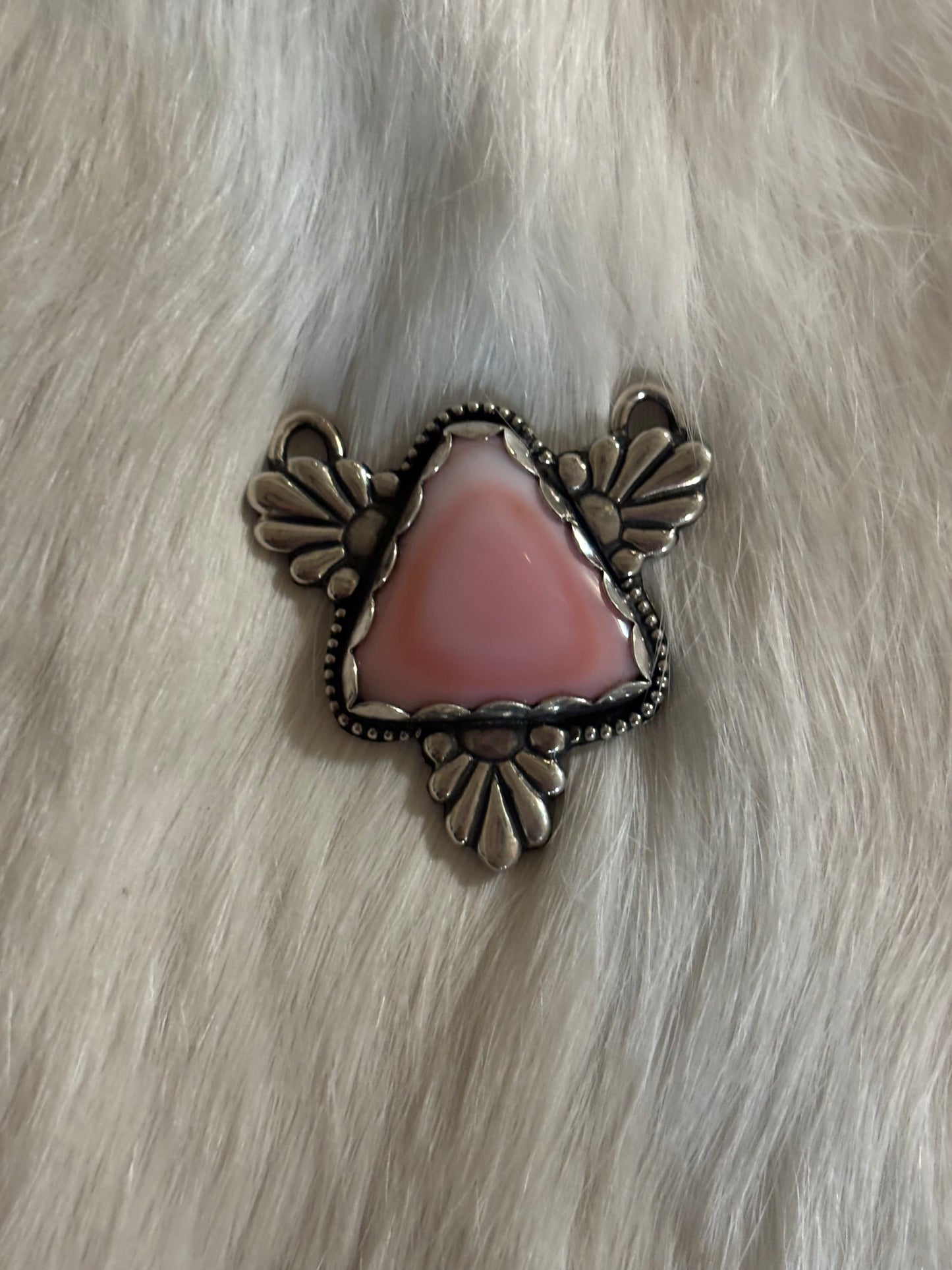 Pink conch triangle pendant