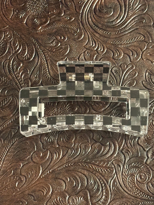 Clear checker hair clip